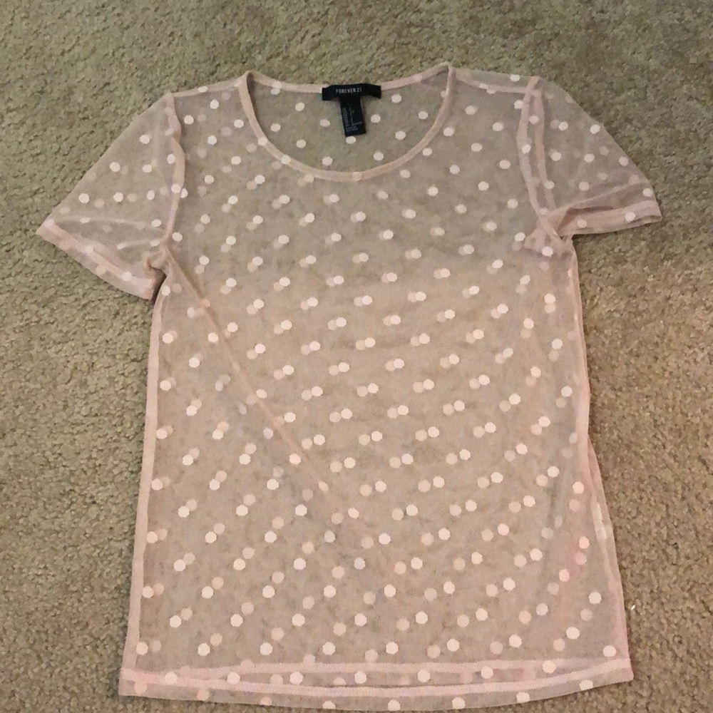 See through shirt with polka dots